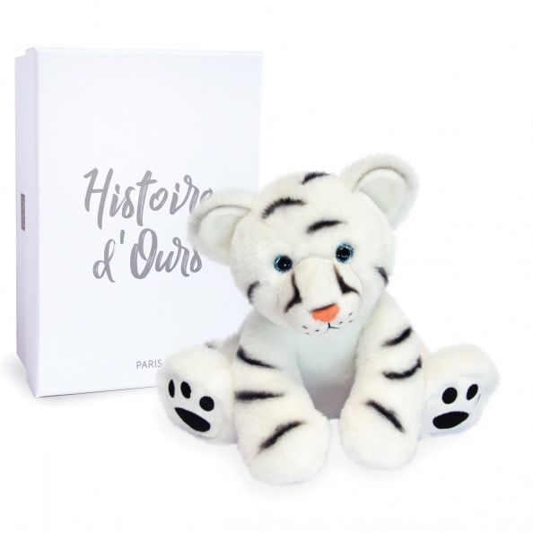  - terre sauvage - peluche bébé tigre blanc 25 cm 